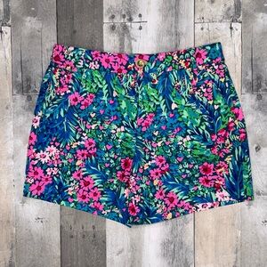 Lilly Pulitzer Vibrant Blue & Pink Floral Mini Hearts Callahan Shorts Sz. 4